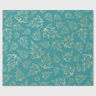 Papel de embrulho de Natal Aqua & Teal com Acentos