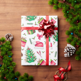 Papel de embrulho de Natal aquarela