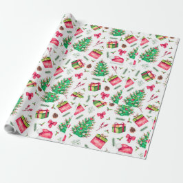 Papel de embrulho de Natal aquarela