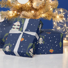 Papel de embrulho de Natal Arco de ramo de pinheir