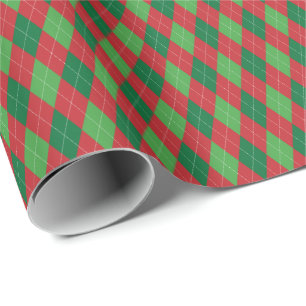 Papel de embrulho de Natal Argyle vermelho e verde