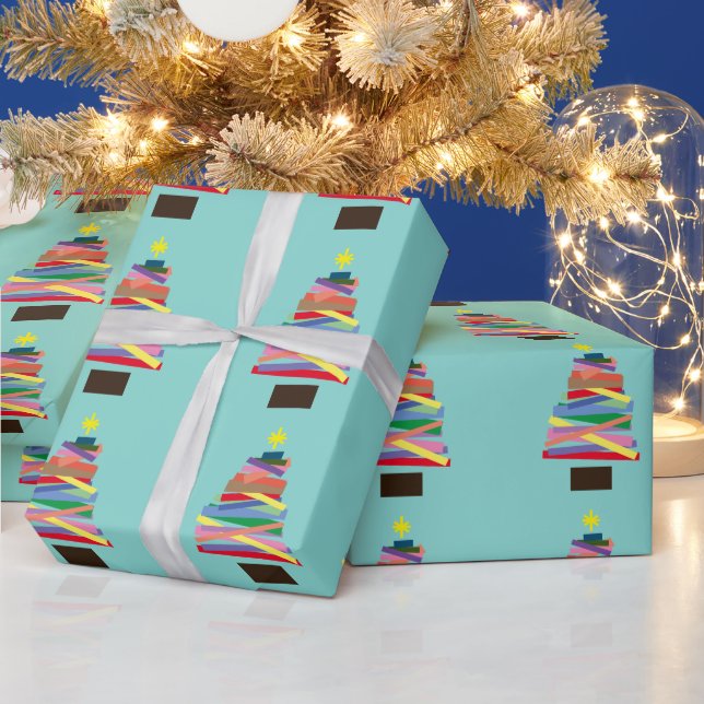 Papel de embrulho de Natal - Árvore de Natal Funky (Feriados)