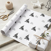 Papel de embrulho de Natal Árvore de Natal Preto e