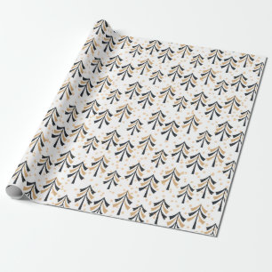 Papel de embrulho de Natal Árvores de Natal Dourad