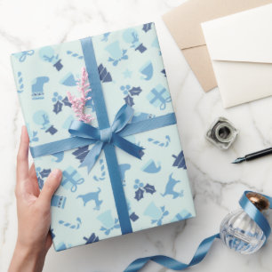 Papel de embrulho de Natal azul-esmalte