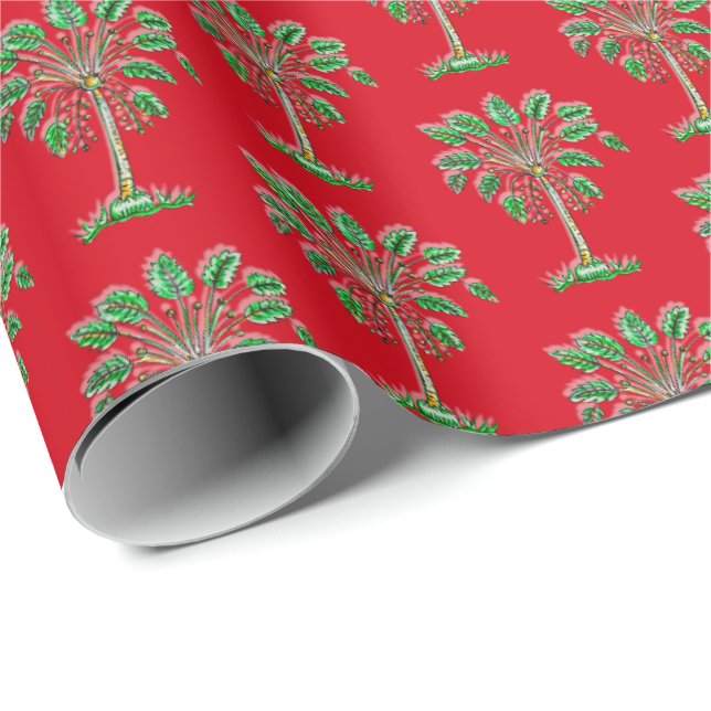 Papel de embrulho de Natal Block Print Palmetto (Ponta do rolo)