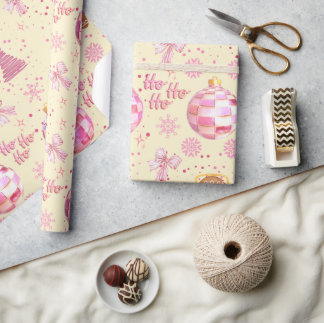 Papel de embrulho de Natal Bola de Discoteca Rosa