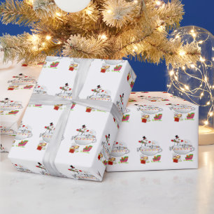 Papel de embrulho de Natal Boneco de Neve