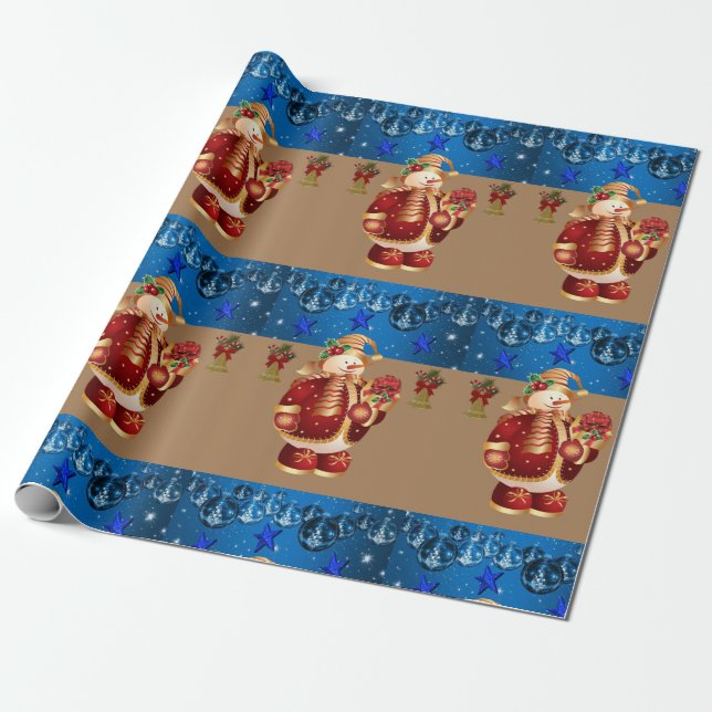 Papel de embrulho de Natal Boneco de Neve (Desenrolado)