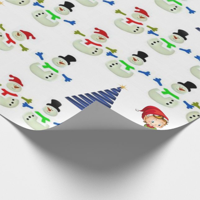 Papel de embrulho de Natal Boneco de neve Elfo (Ponta)