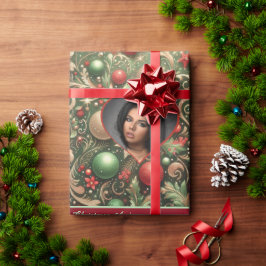 Papel de embrulho de Natal bonito com foto