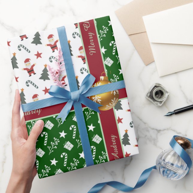 Papel de embrulho de Natal bonito com texto (Presentear)