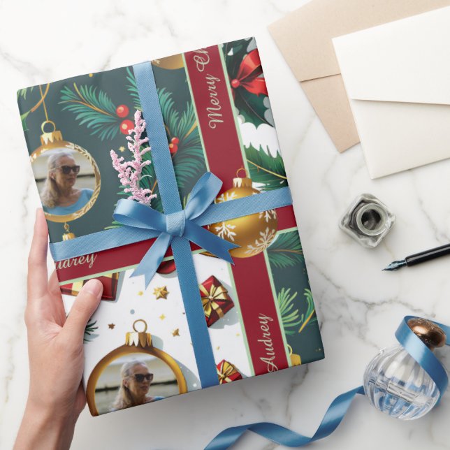 Papel de embrulho de Natal bonito com texto (Presentear)
