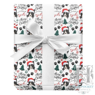 Papel de embrulho de Natal Border Collie