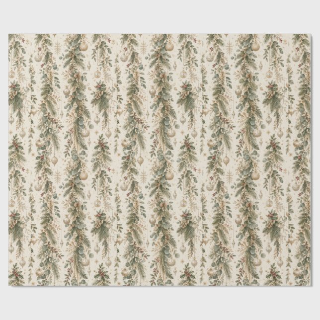 Papel de embrulho de Natal botânico | Folhagem de  (Aberto)