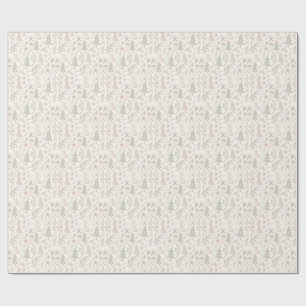 Papel de embrulho de Natal botânico neutro suave