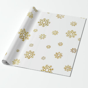 Papel de embrulho de Natal Branco Elegante Dourado