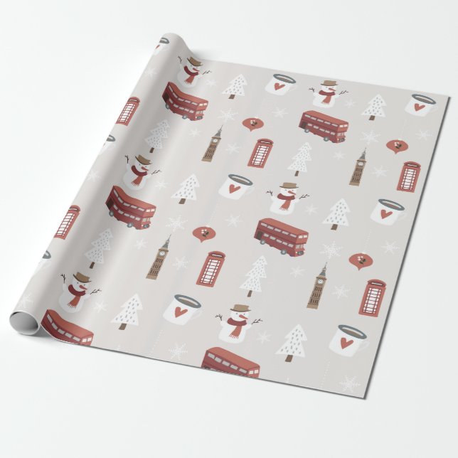 Papel de embrulho de Natal britânico Londres Ingla (Desenrolado)