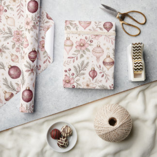 Papel de embrulho de Natal Burgundy & Blush
