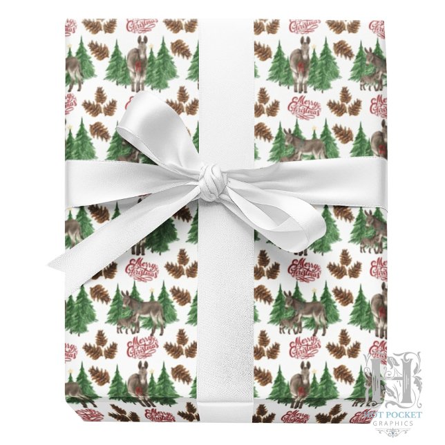 Papel de embrulho de Natal Burro Rústico (Criador carregado)