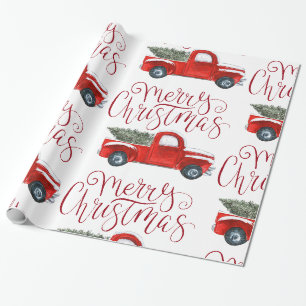 Papel de embrulho de Natal Caminhão Vermelho Antig