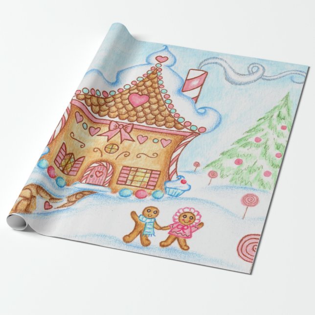 Papel de embrulho de Natal Casa de Biscoito de Gen (Desenrolado)