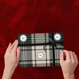Papel de embrulho de Natal Clássico Monograma Xadr