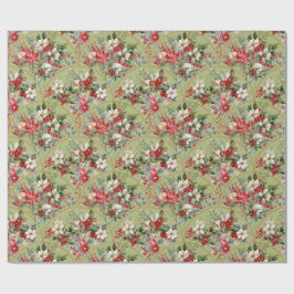 Papel de embrulho de Natal Clássico Poinsettia & F