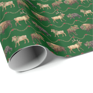 Papel de embrulho de Natal com animais do Colorado