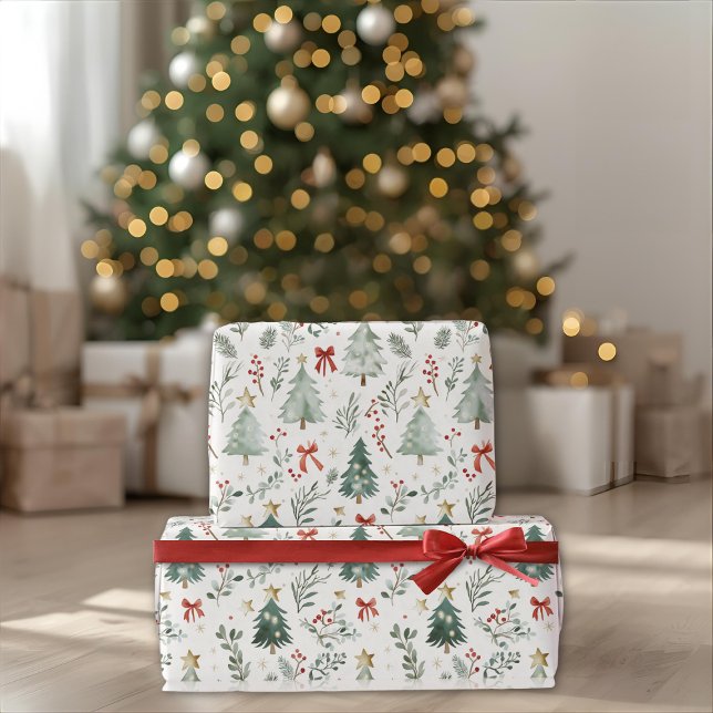 Papel de embrulho de Natal com aquarela moderna (Criador carregado)