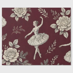 Papel de embrulho de Natal com Bailarina - Borgonh