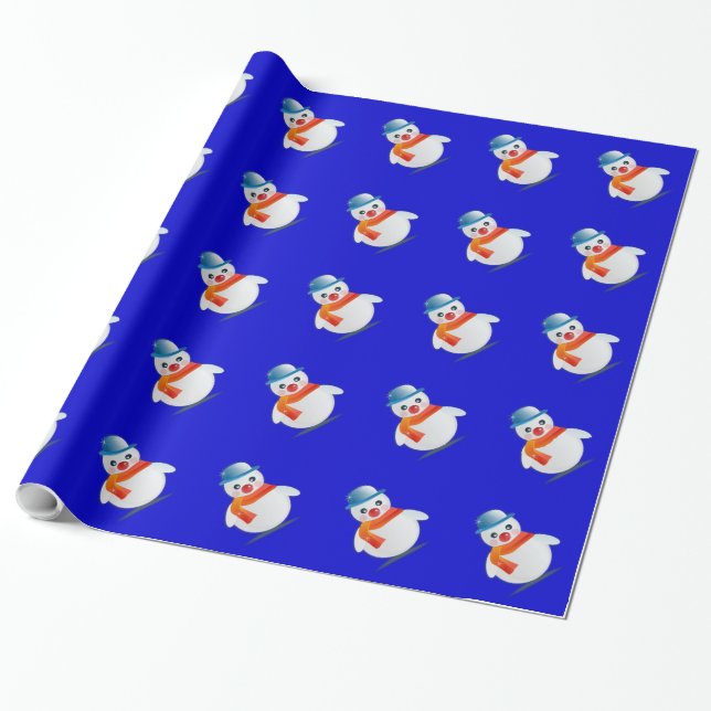 Papel de embrulho de Natal com boneco de neve pers (Desenrolado)