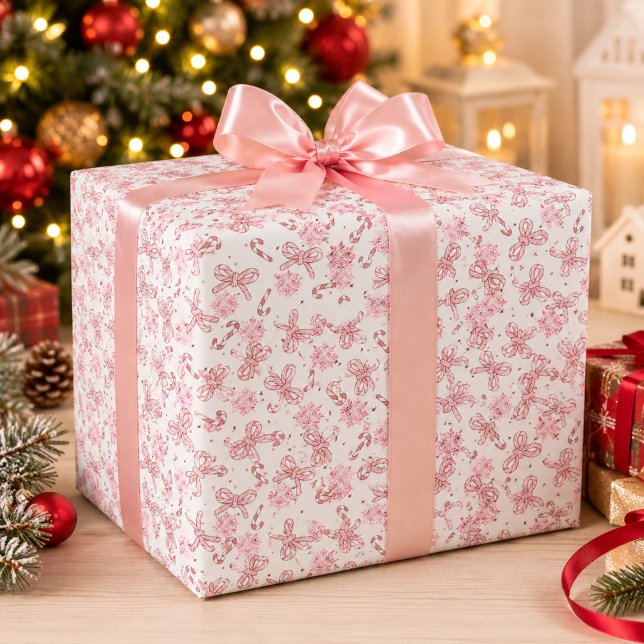 Papel de embrulho de Natal com cana-de-açúcar cor- (Criador carregado)