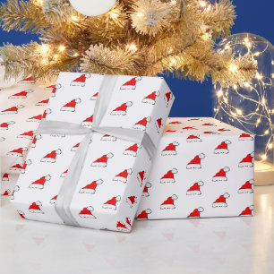 Papel de embrulho de Natal com chapéu de Papai Noe