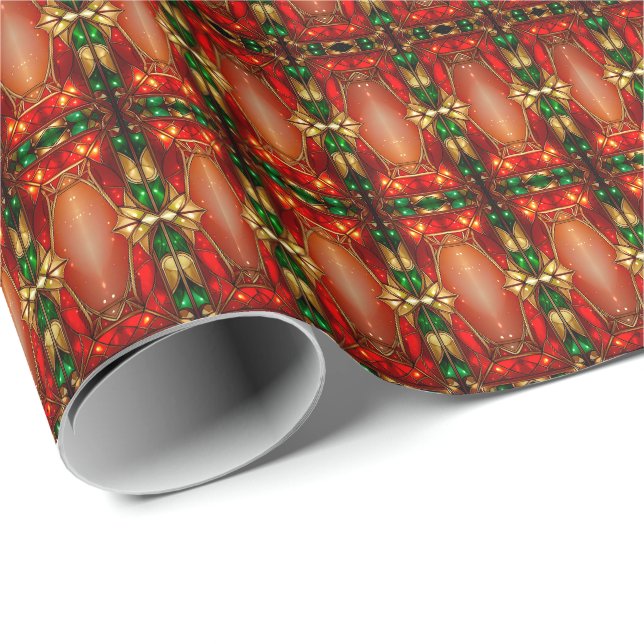 Papel de embrulho de Natal com enfeites dourados (Ponta do rolo)