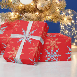 Papel de embrulho de Natal com floco de neve color