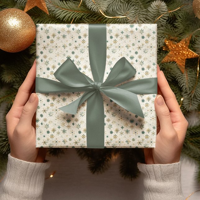 Papel de embrulho de Natal com flocos de neve eleg (Criador carregado)