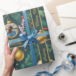 Papel de embrulho de Natal com foto e texto