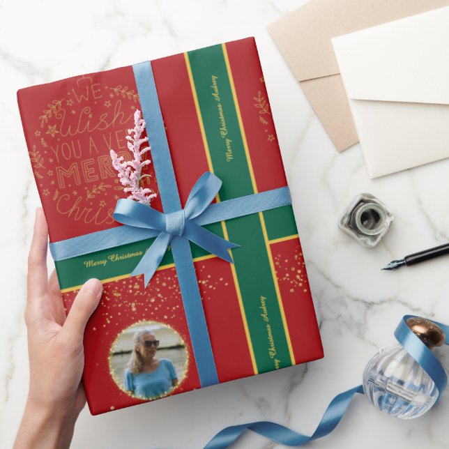 Papel de embrulho de Natal com foto e texto (Presentear)