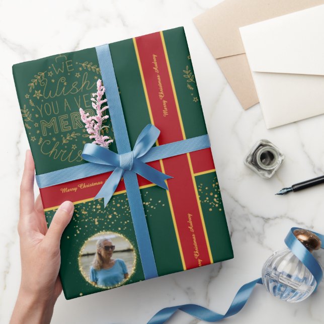 Papel de embrulho de Natal com foto e texto (Presentear)