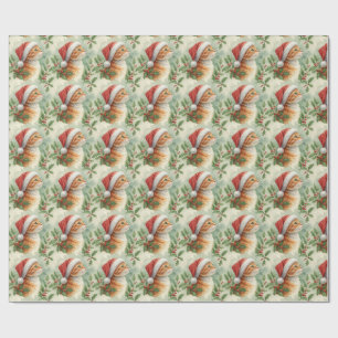 Papel de embrulho de Natal com gato malhado laranj