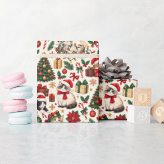 Papel de embrulho de Natal com gatos