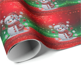 Papel de embrulho de Natal com Homem de Neve e Rhi