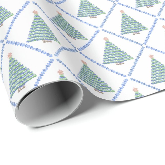 Papel de embrulho de Natal com impressão de flores (Ponta do rolo)