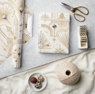 Papel de embrulho de Natal com jóia de safira Art