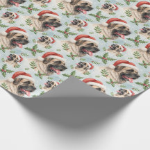 Papel de embrulho de Natal com Mastim festivo em a