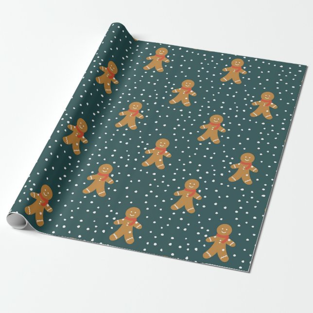 Papel de embrulho de Natal com padrão de homem de  (Desenrolado)