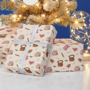 Papel de embrulho de Natal com padrão de panificaç