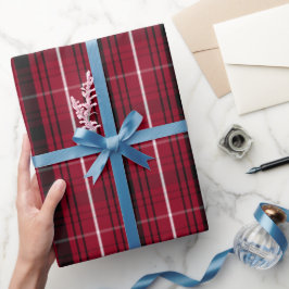 Papel de embrulho de Natal com padrão xadrez verme