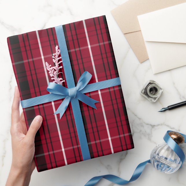 Papel de embrulho de Natal com padrão xadrez verme (Presentear)